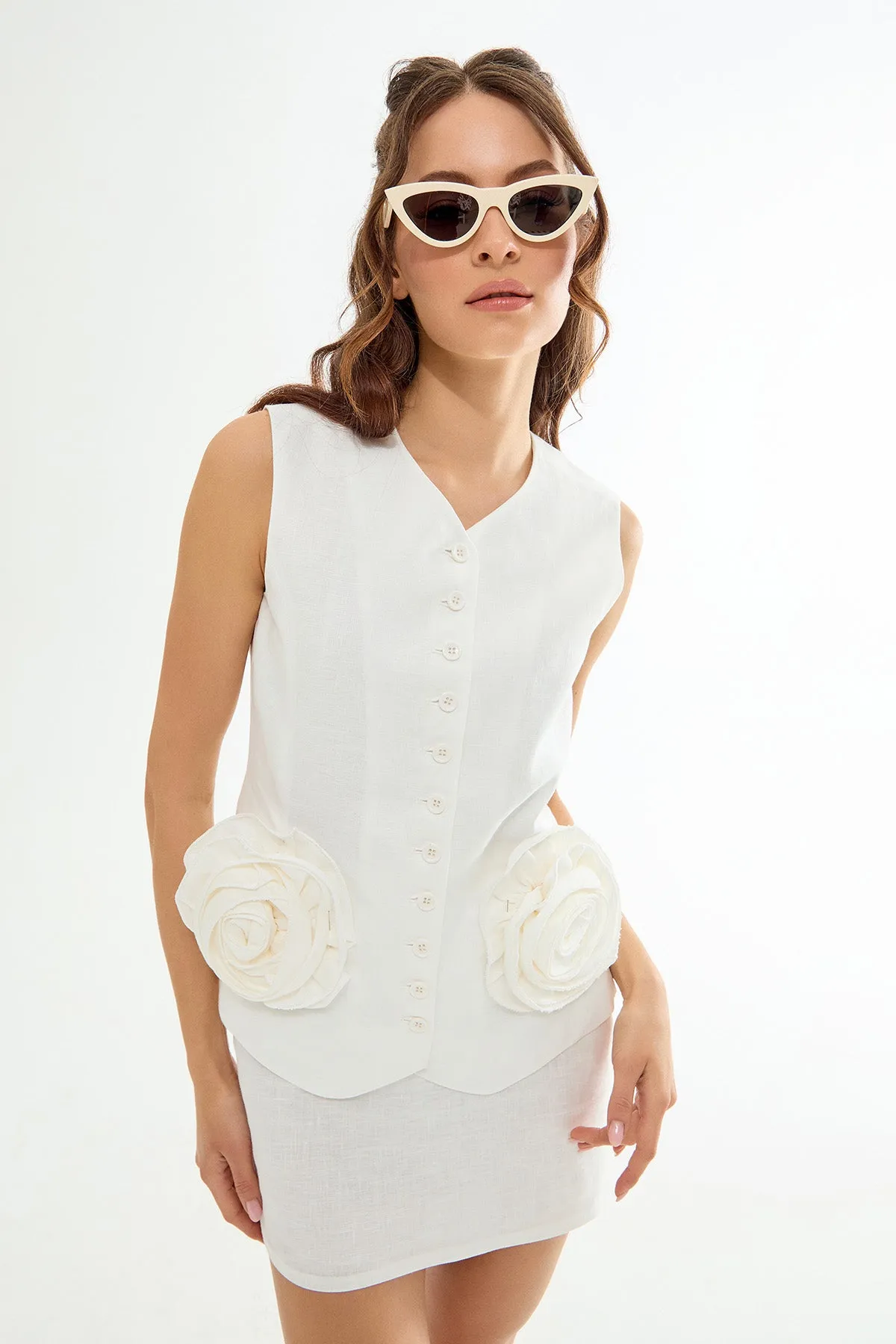 NOLITA Linen Mini White Skirt