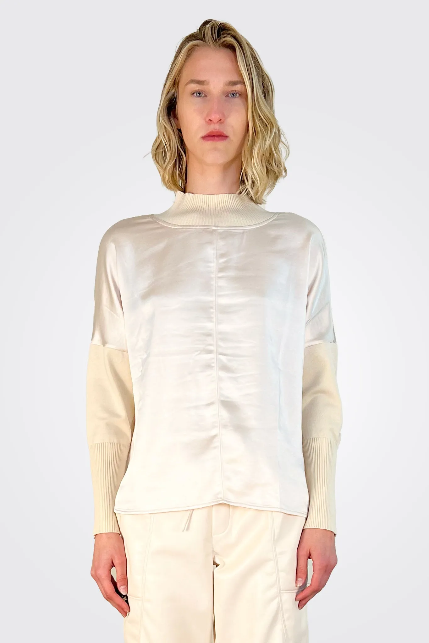 Norah Satin Blouse - Pearl