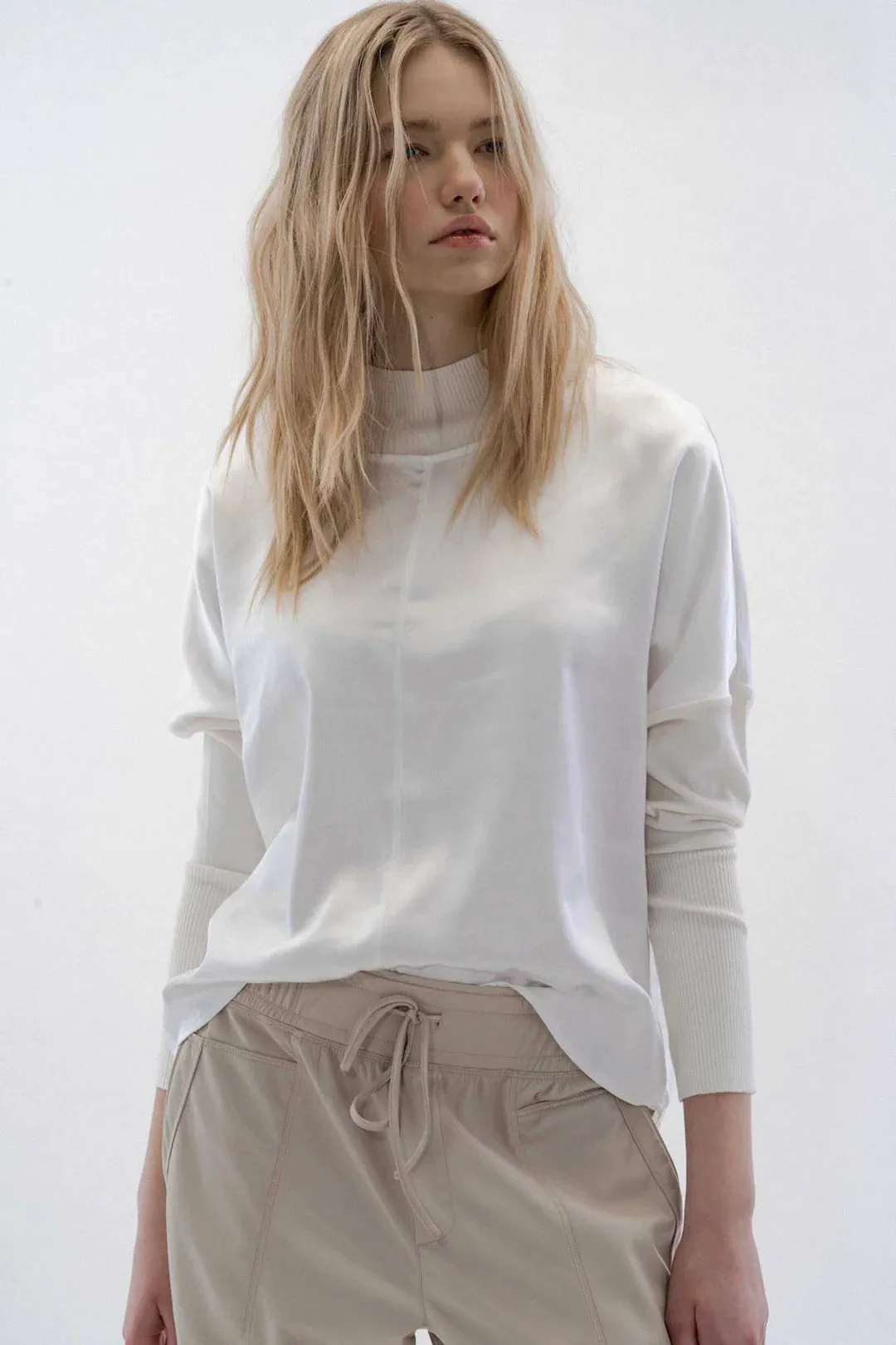 Norah Satin Blouse - Pearl