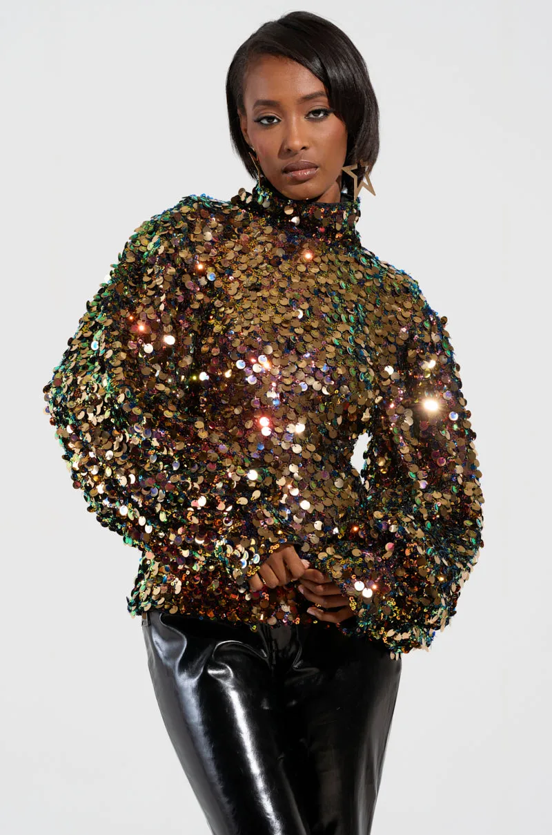 PARTY STARTER SEQUIN LONG SLEEVE BLOUSE