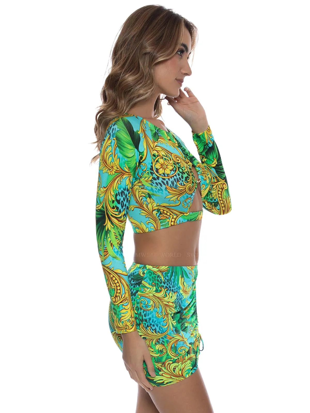 Peek A Boo Ring Long Sleeve-Scrunch Up Mini Skirt ::RET