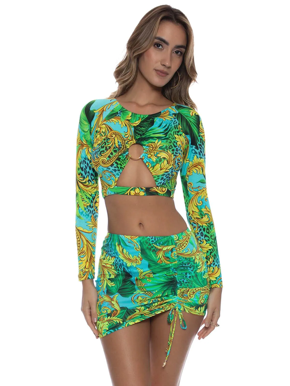 Peek A Boo Ring Long Sleeve-Scrunch Up Mini Skirt ::RET