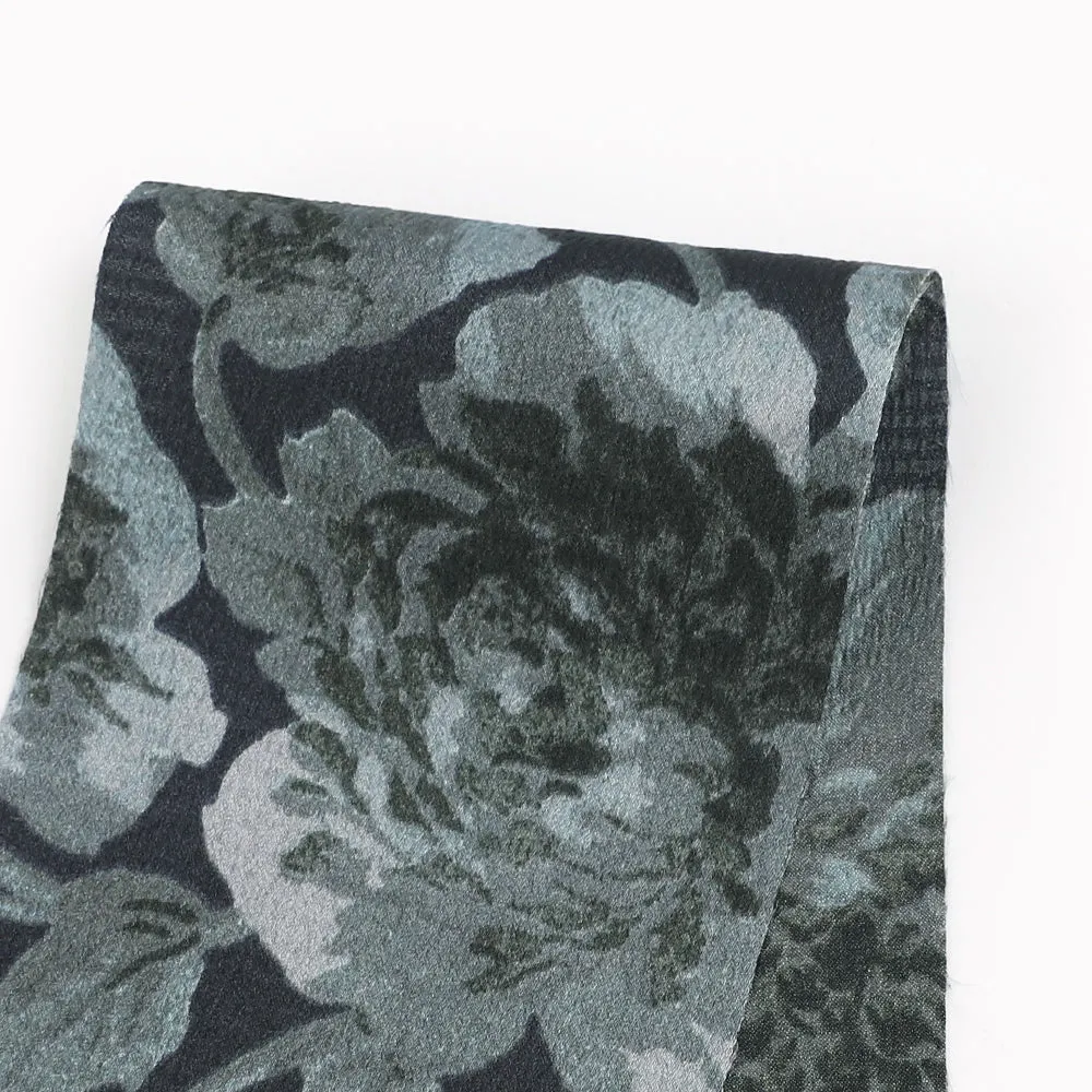 Peony Hammered Poly Satin - Grayscale