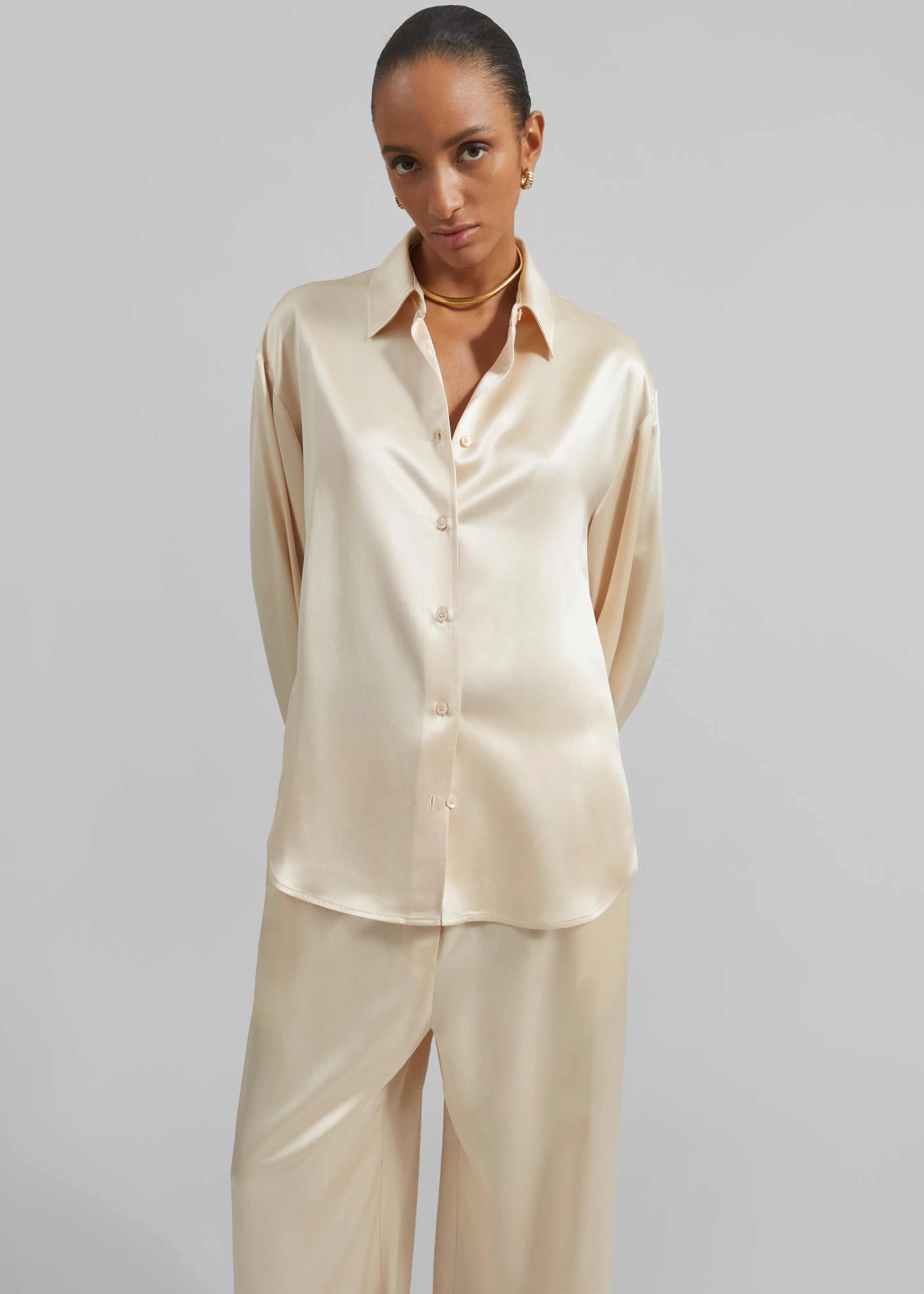 Peri Satin Shirt - Champagne