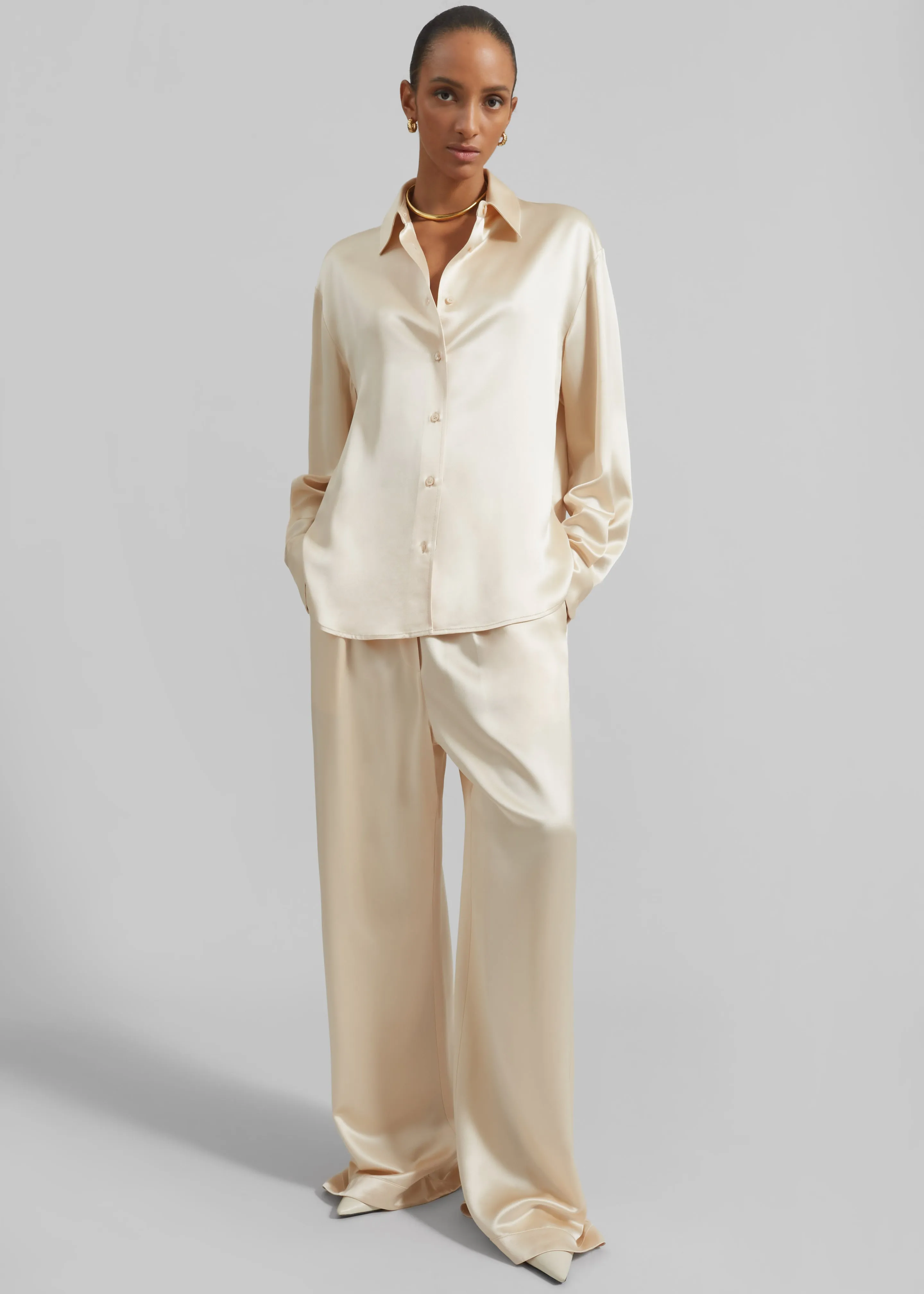 Peri Satin Shirt - Champagne