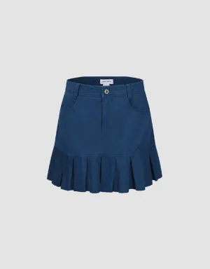 Pleated Mini A-Line Skirt