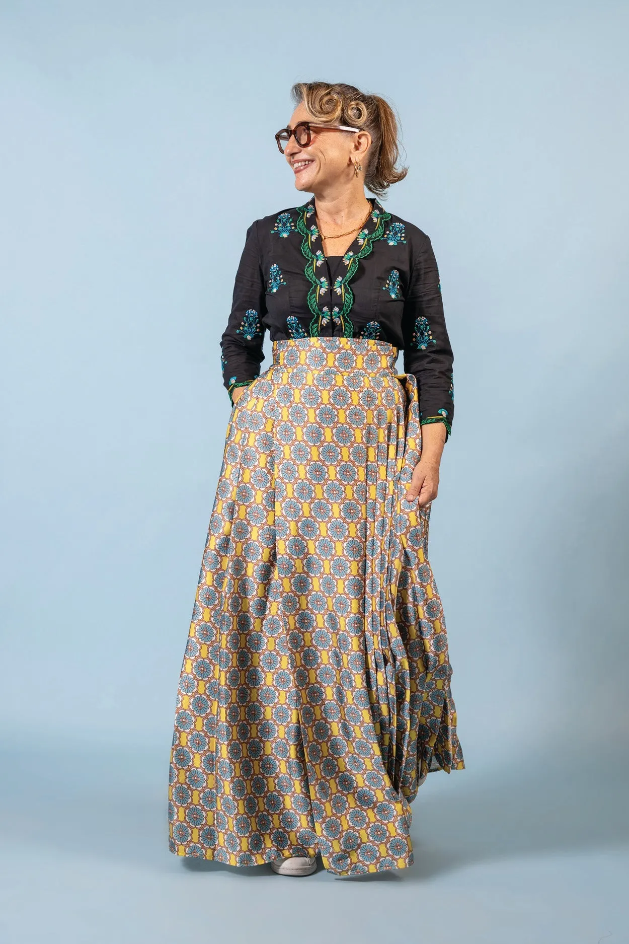 Pleated Wrap Skirt - Paper Petals Sunshine
