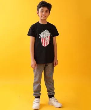 POPCORN BLACK SUMMER BLACK MELANGE BOYS JOGGER SET - BLACK/BLACK MELANGE
