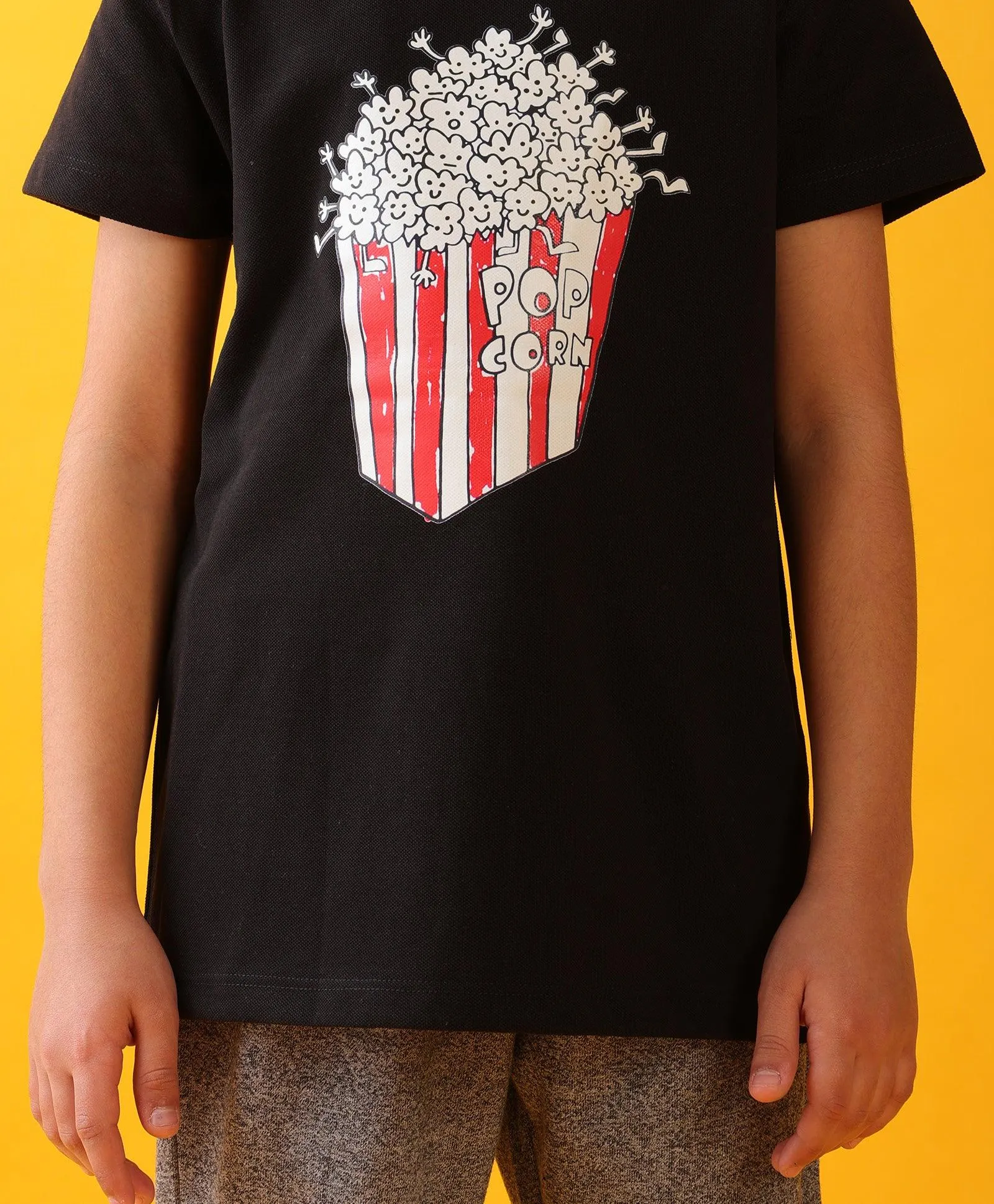 POPCORN BLACK SUMMER BLACK MELANGE BOYS JOGGER SET - BLACK/BLACK MELANGE