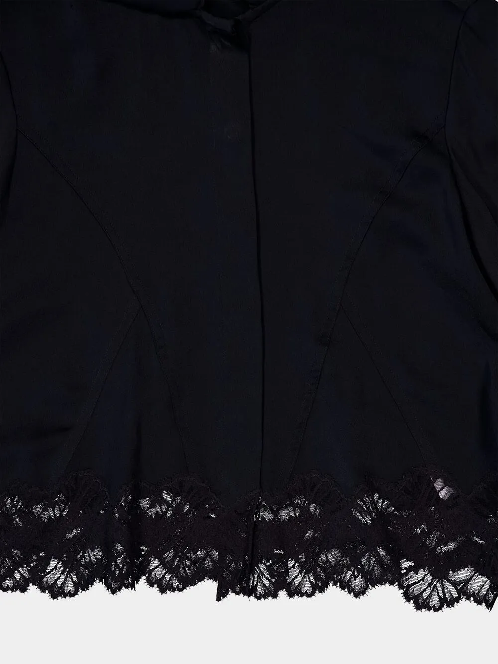 Pussy-Bow Long Sleeve Blouse in Black