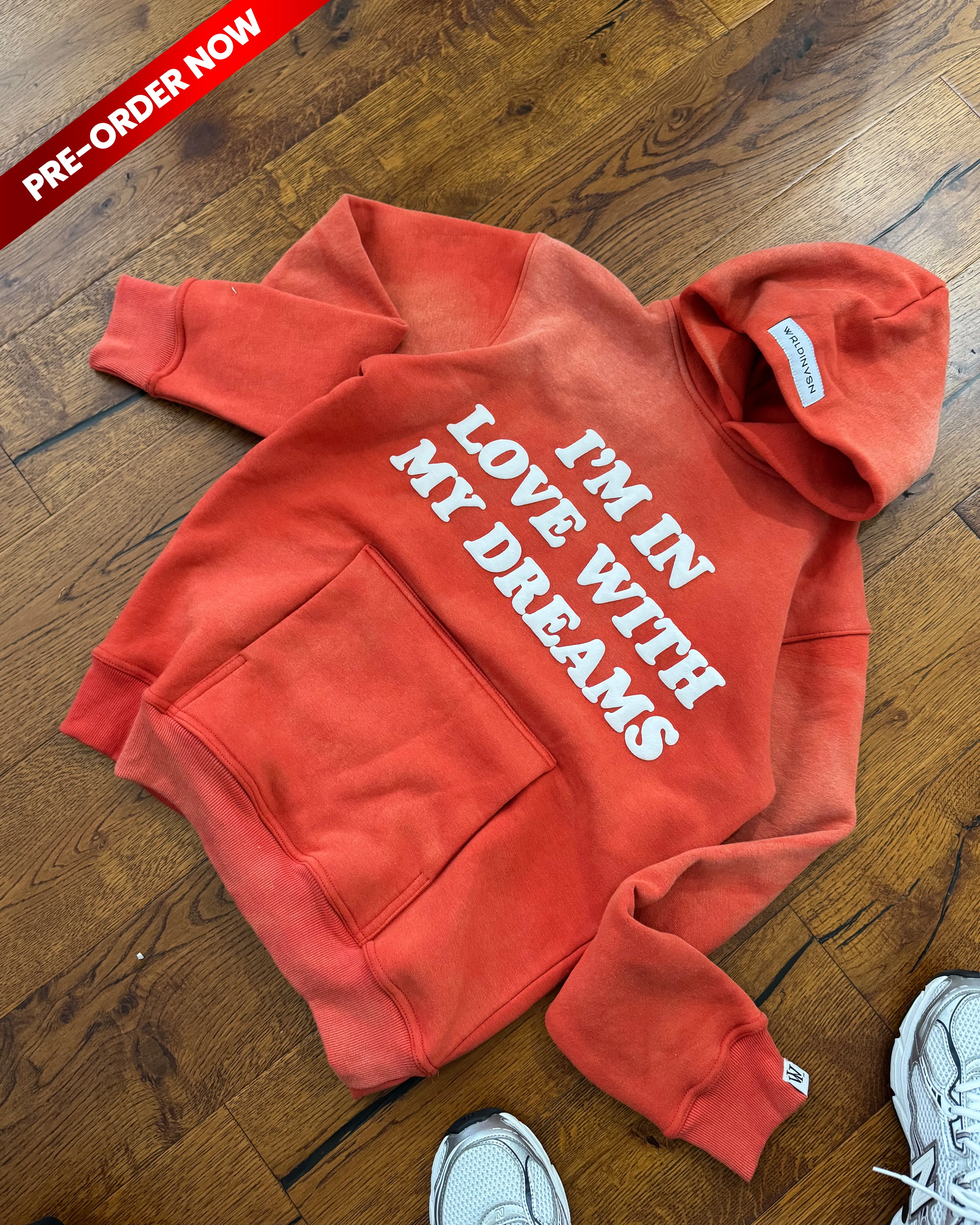 "I'm In Love With My Dreams" Hoodie (Red Sunfade/White Puff) [Oversized  Comfy Fit]