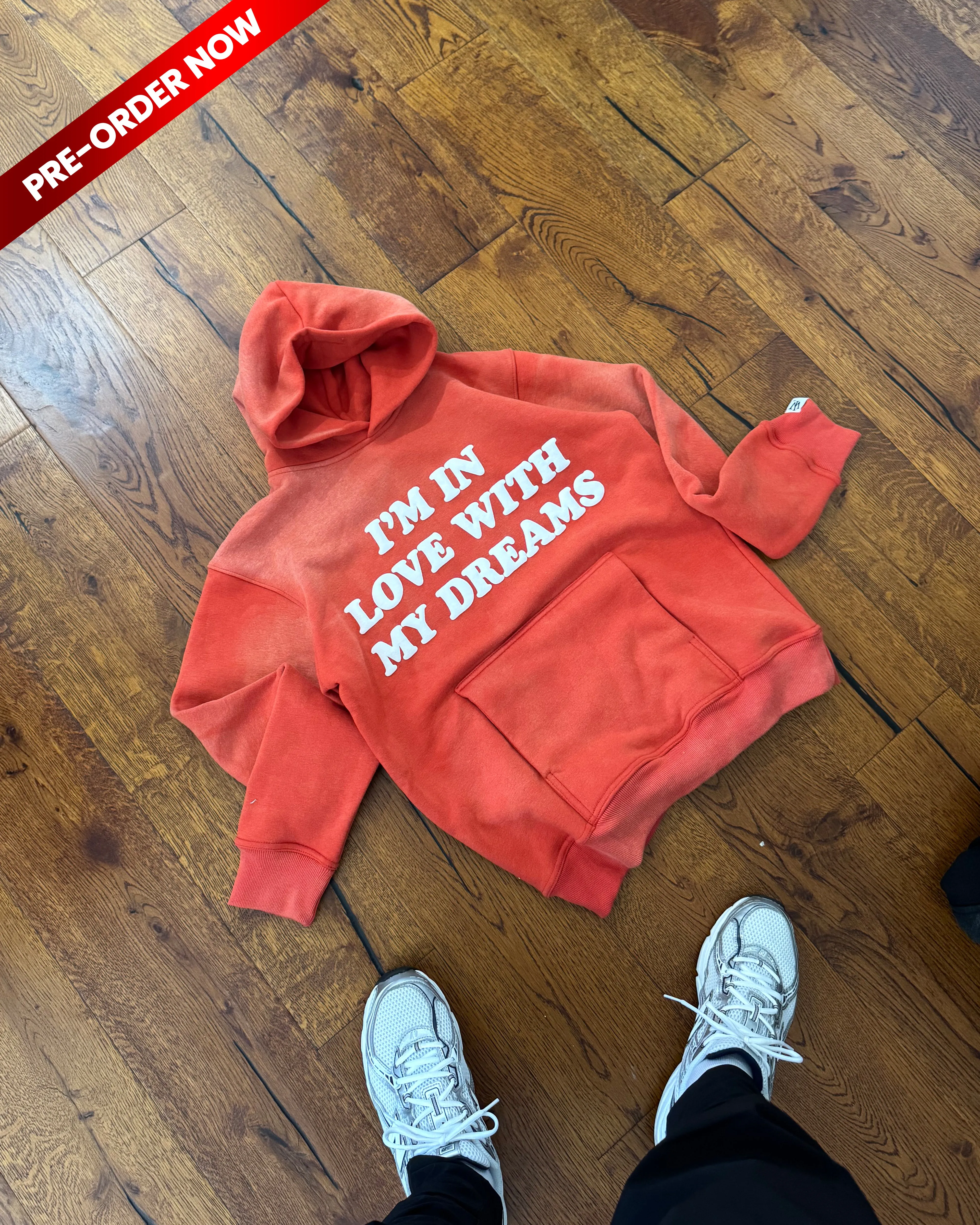 "I'm In Love With My Dreams" Hoodie (Red Sunfade/White Puff) [Oversized  Comfy Fit]