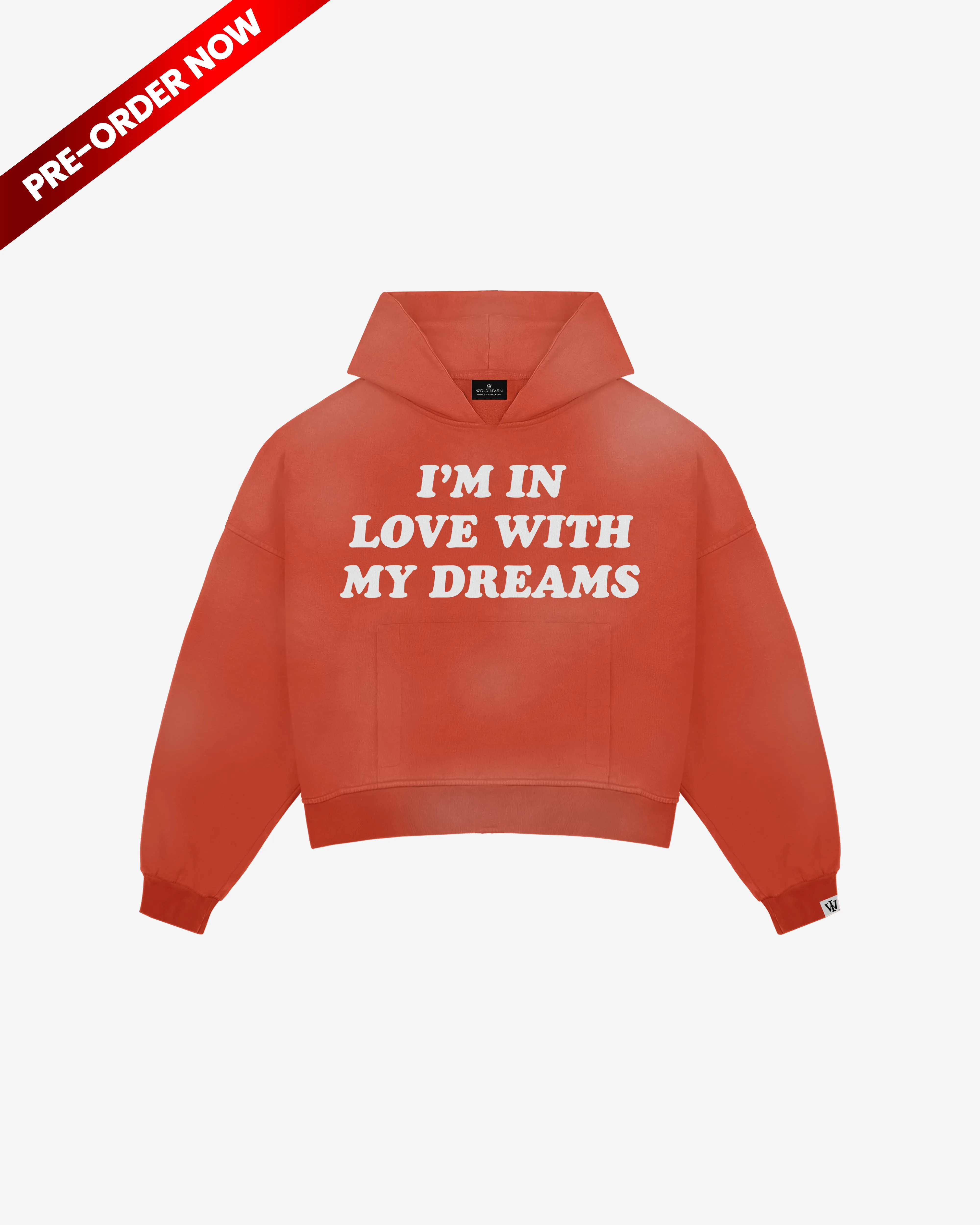 "I'm In Love With My Dreams" Hoodie (Red Sunfade/White Puff) [Oversized  Comfy Fit]