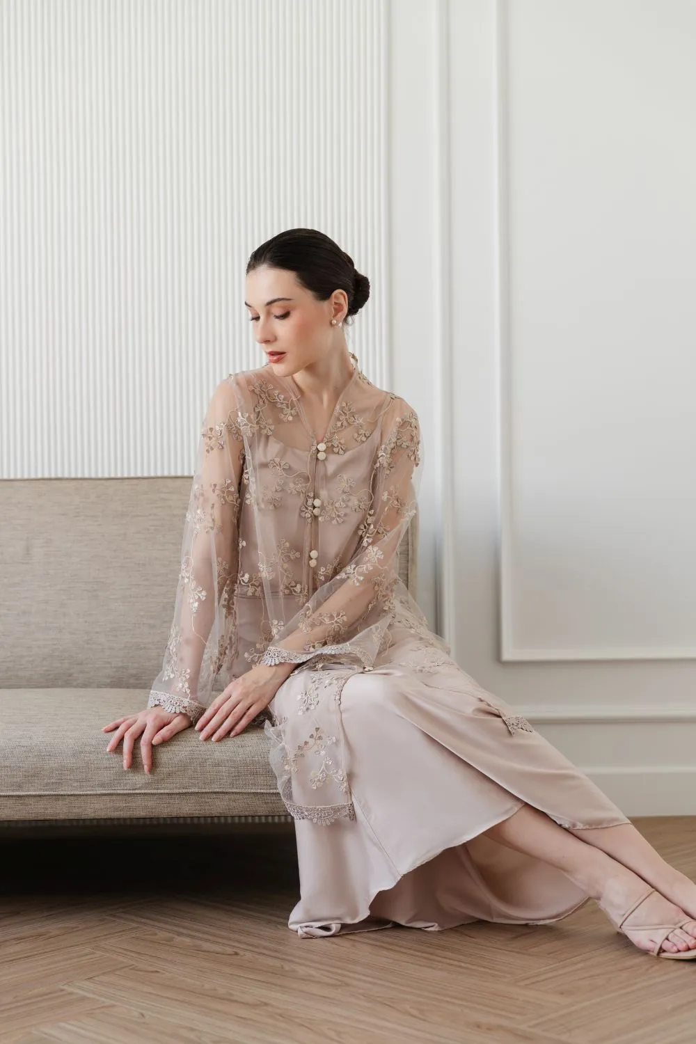 Raina Kebaya Top in Nude Pink