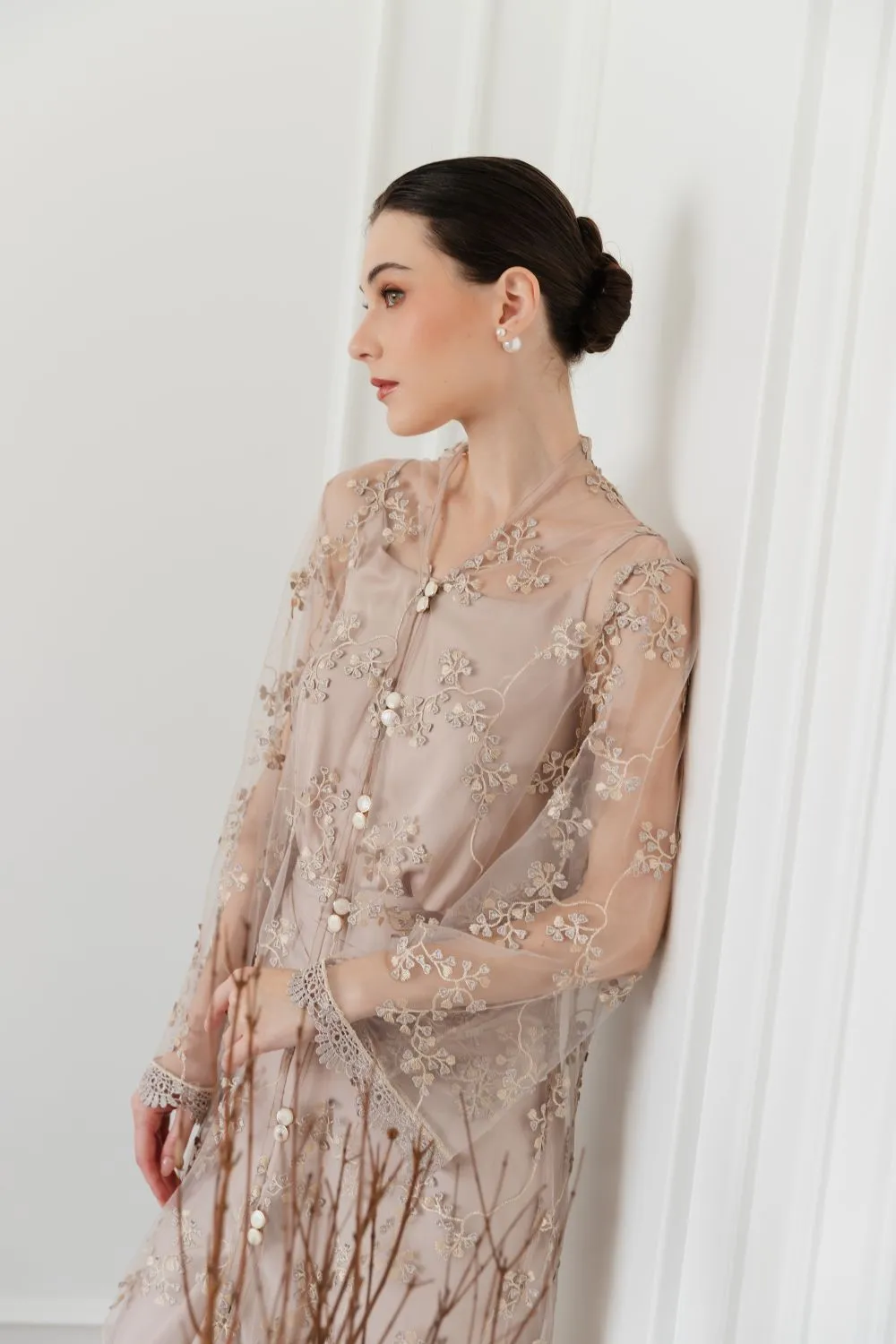 Raina Kebaya Top in Nude Pink