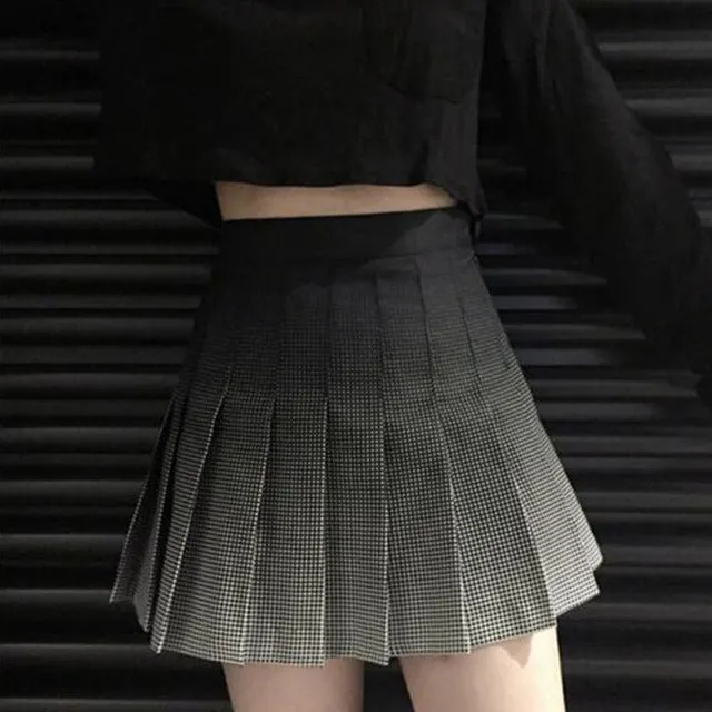 Retro Harajuku Plaid Wave Dots Skirt Women Gothic Punk Black Gradient Mini Skirts Lolita Girls Skirt