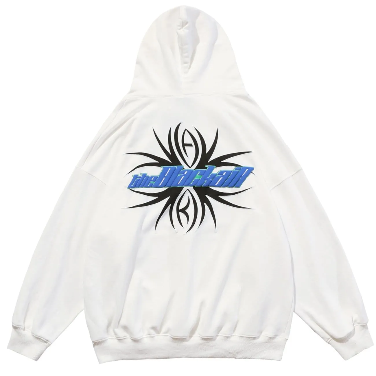 Ripped Spider Embroidery Oversized Washed Hoodie