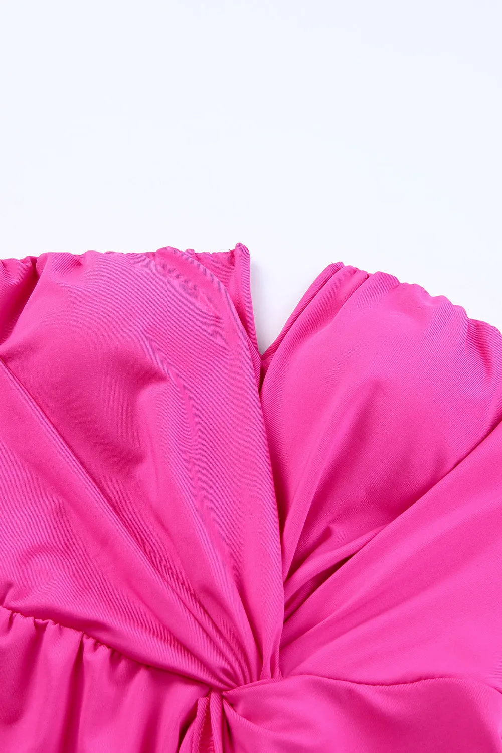 Rose Strapless Ruched Wrapped Slit Midi Dress