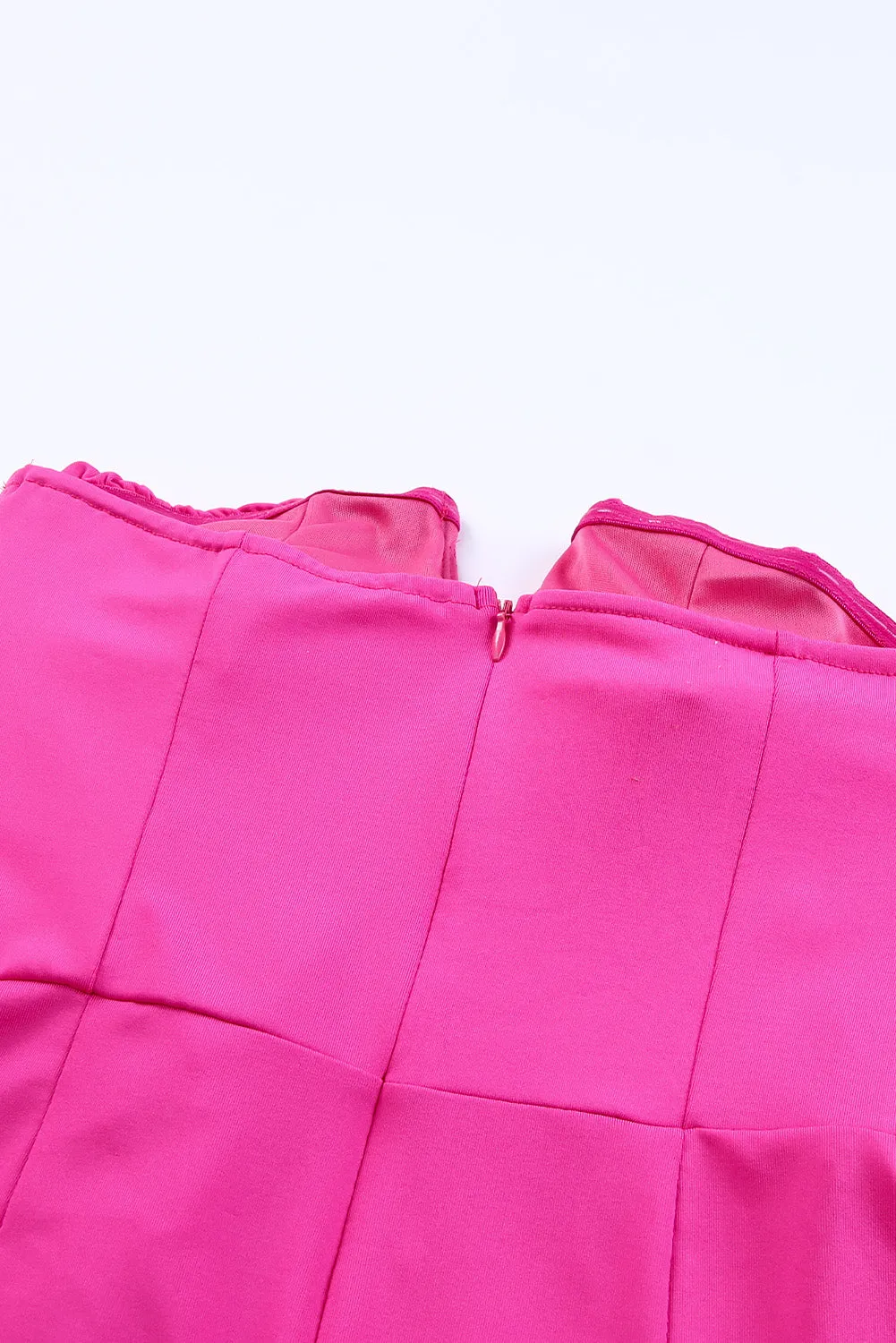 Rose Strapless Ruched Wrapped Slit Midi Dress