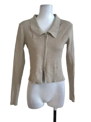 Sand Beige Collar Knitted Top