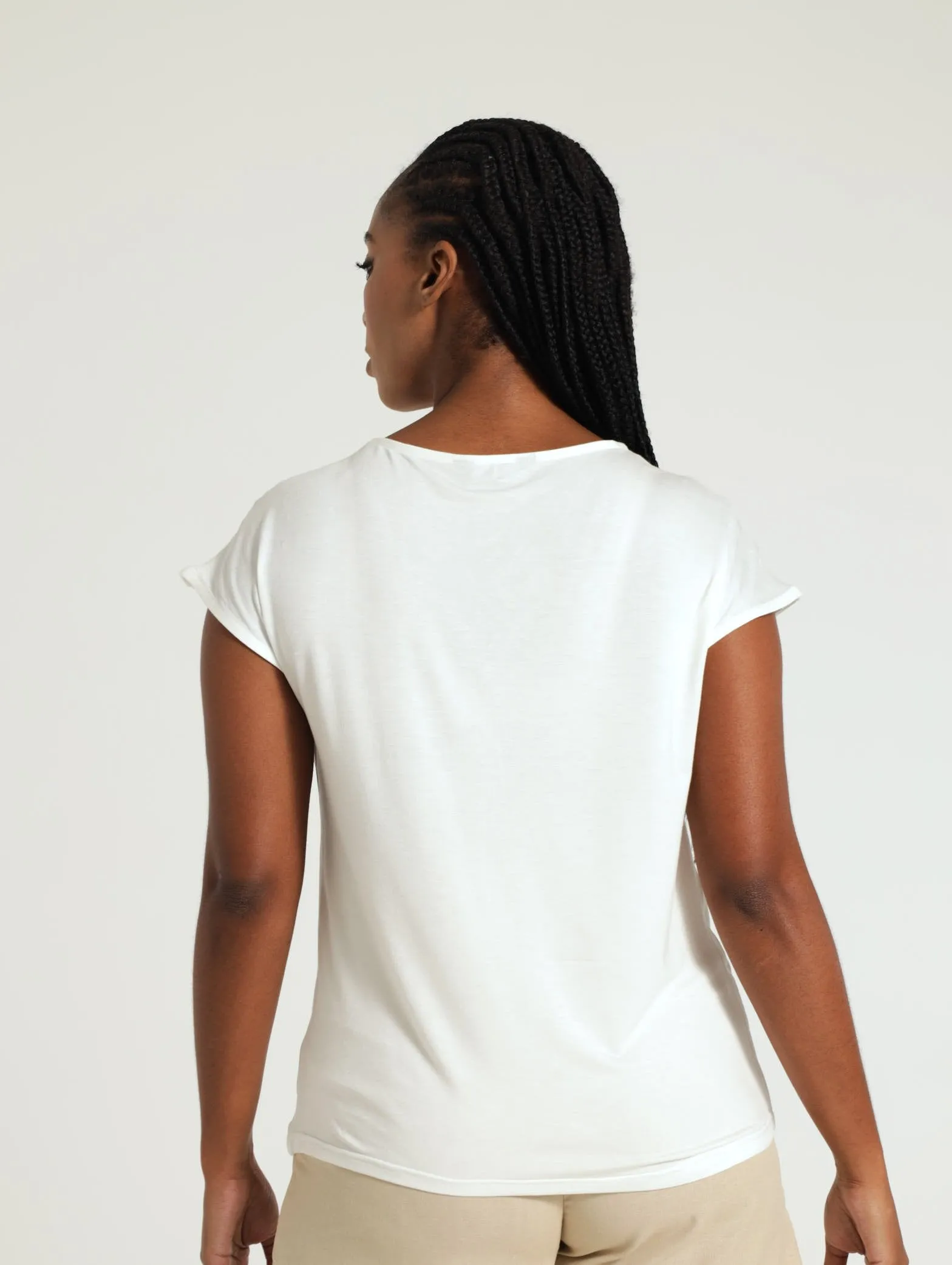 Satin Chiffon Combo Blouse - Cream