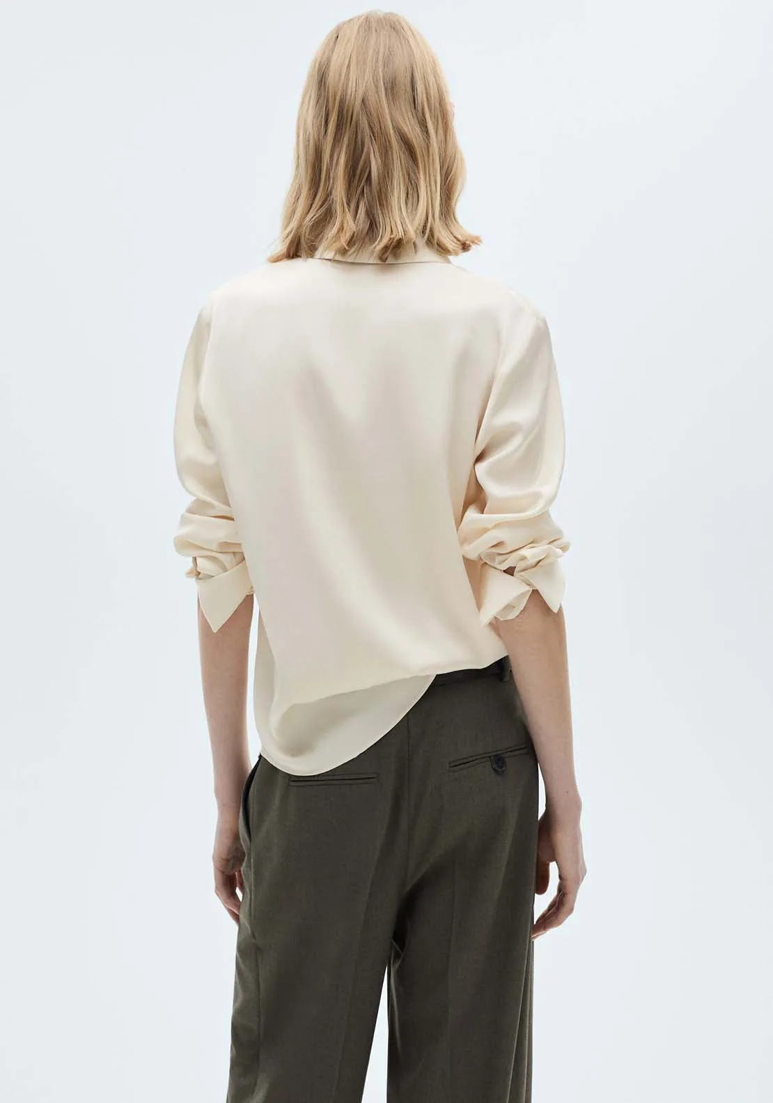 Satin finish flowy shirt - Beige