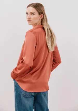 Satin-Finish Shirt - Coral