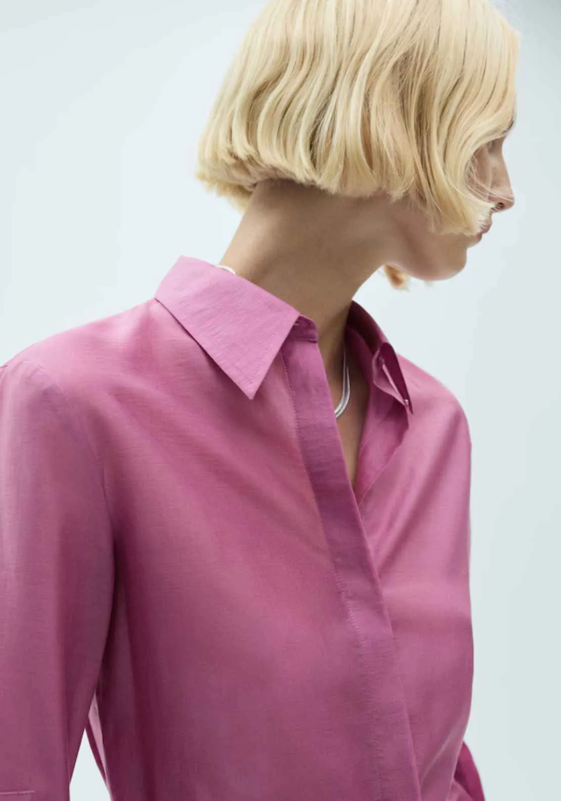 Satin lyocell shirt - Pink