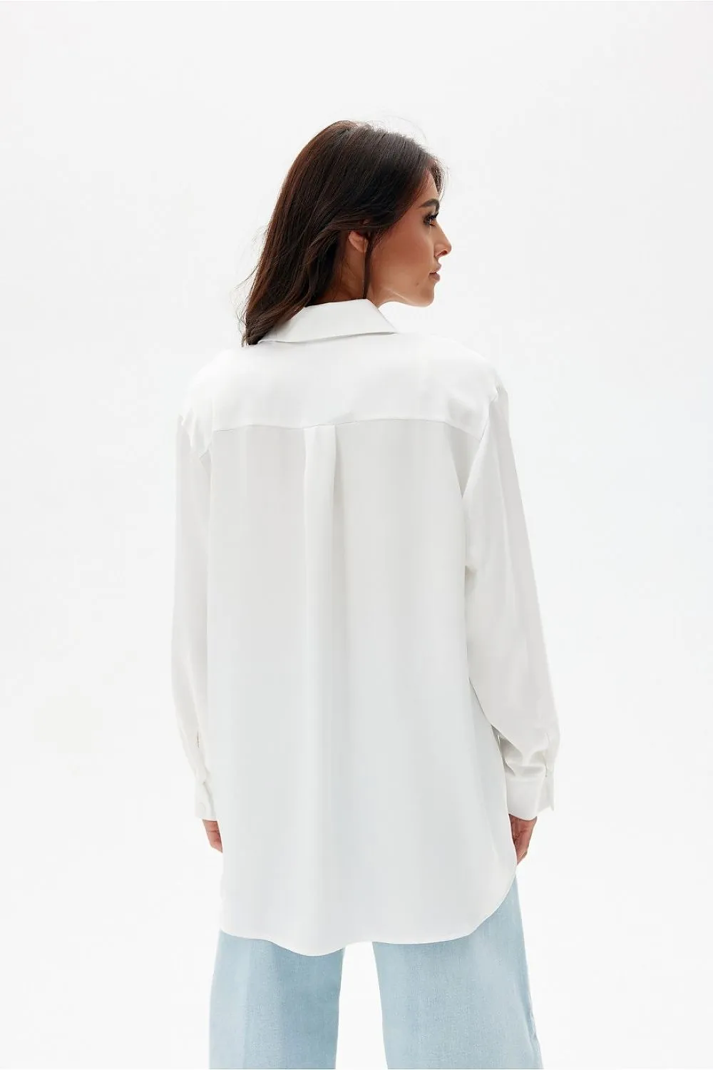 Satin Oversized Long-Sleeve Shirt