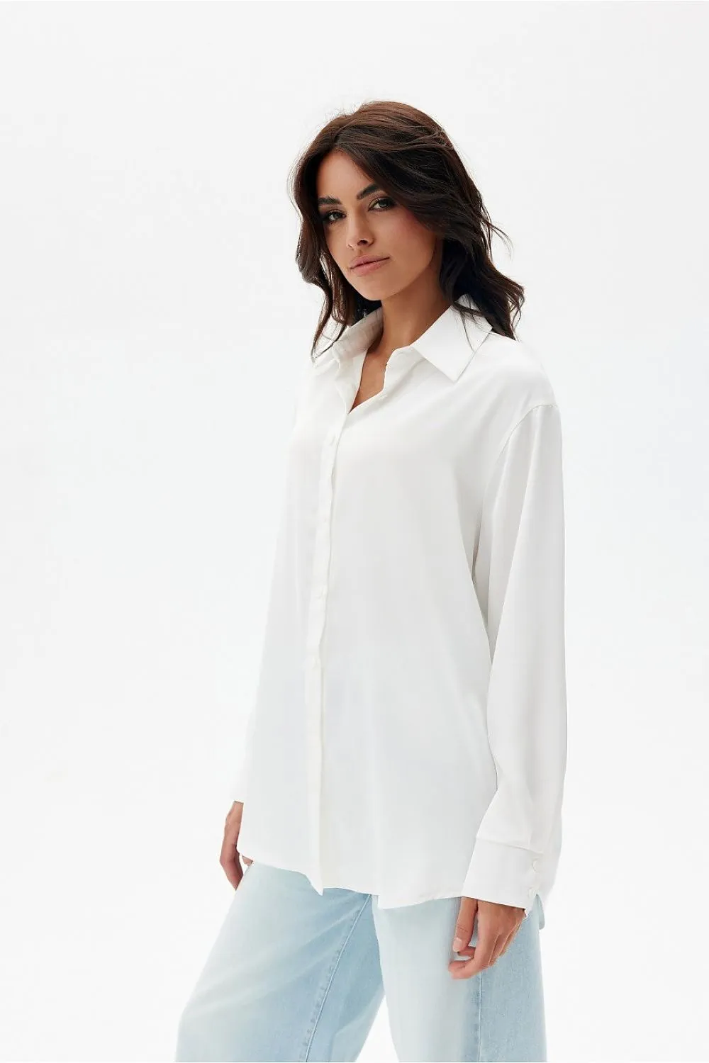 Satin Oversized Long-Sleeve Shirt