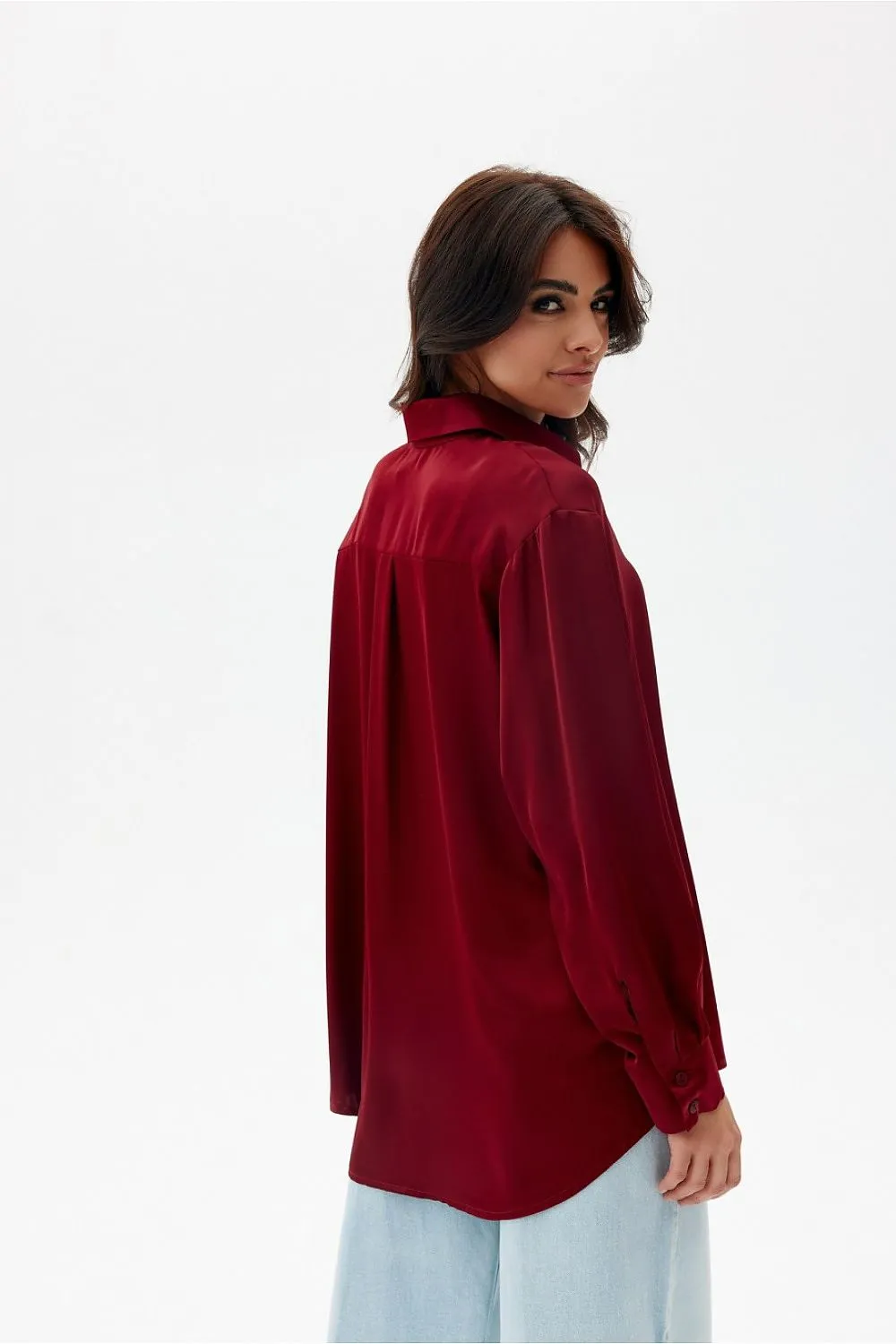 Satin Oversized Long-Sleeve Shirt