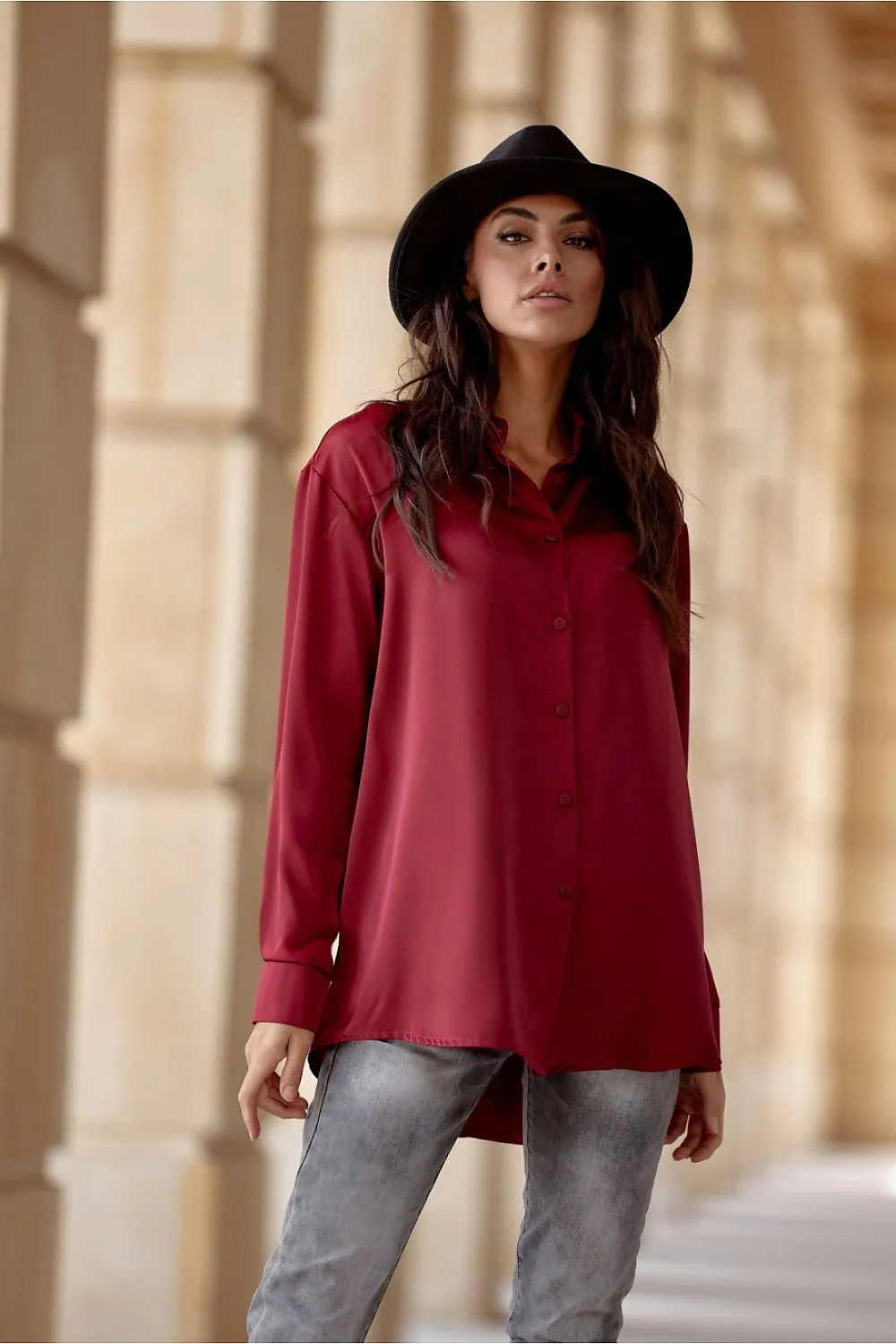 Satin Oversized Long-Sleeve Shirt