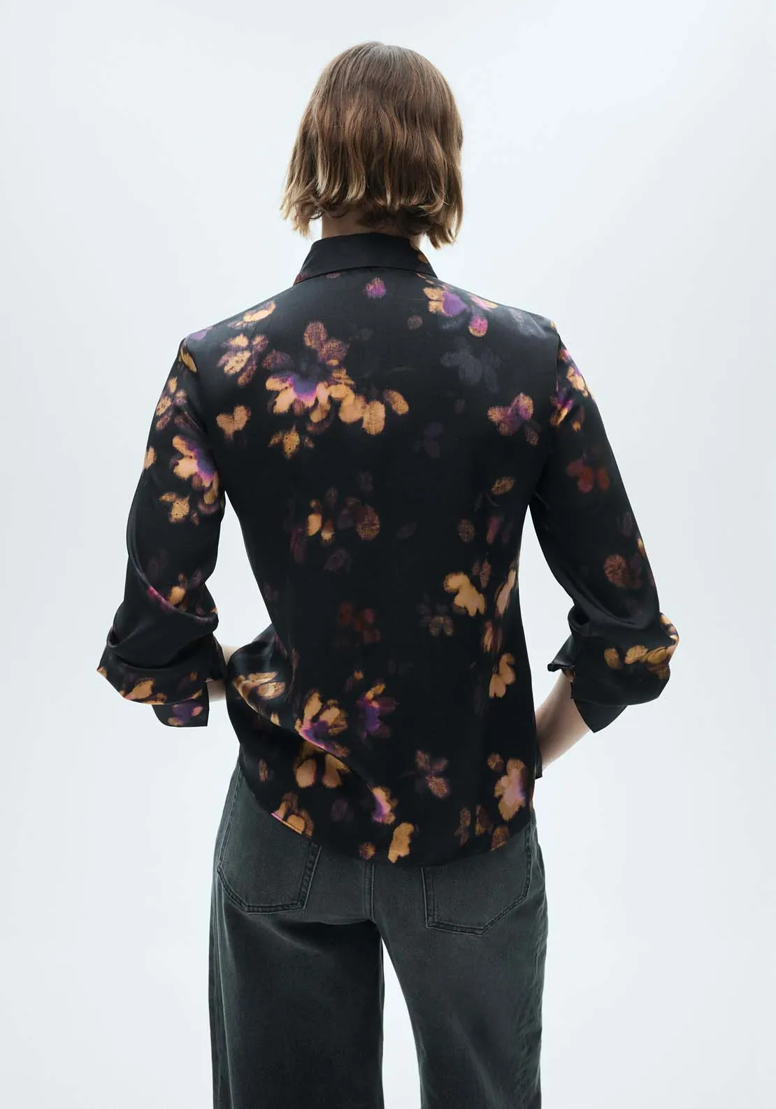 Satin print shirt - Medium Purple