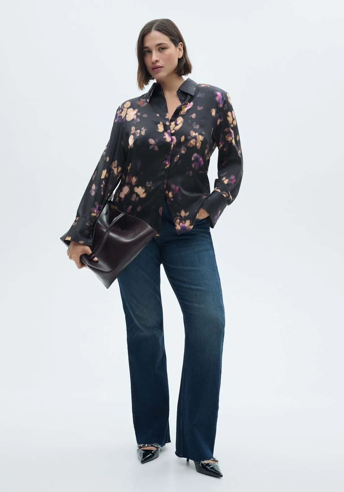Satin print shirt - Medium Purple