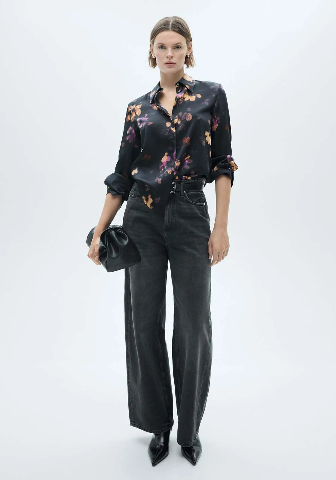 Satin print shirt - Medium Purple