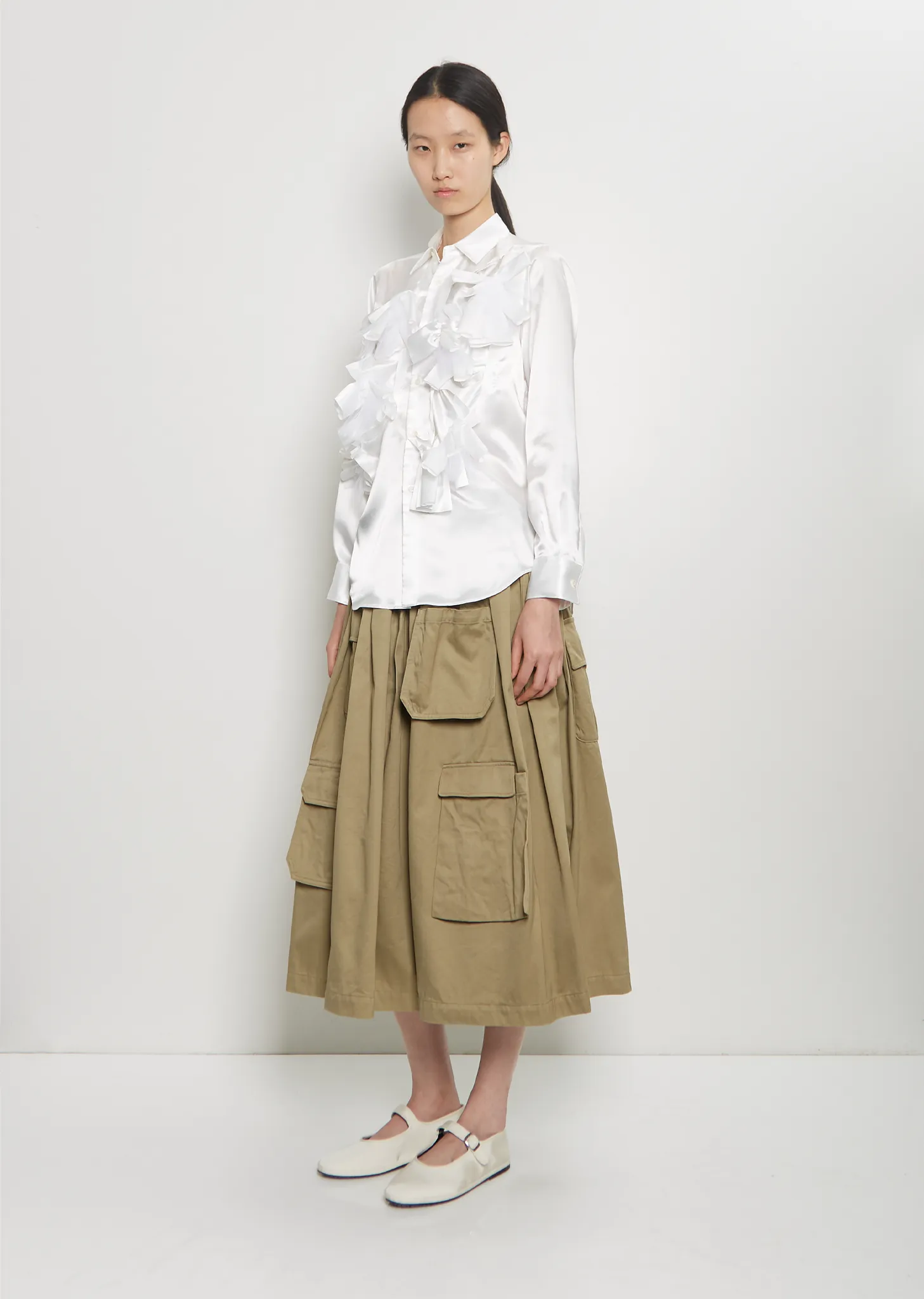 Satin x Nylon Tulle Blouse