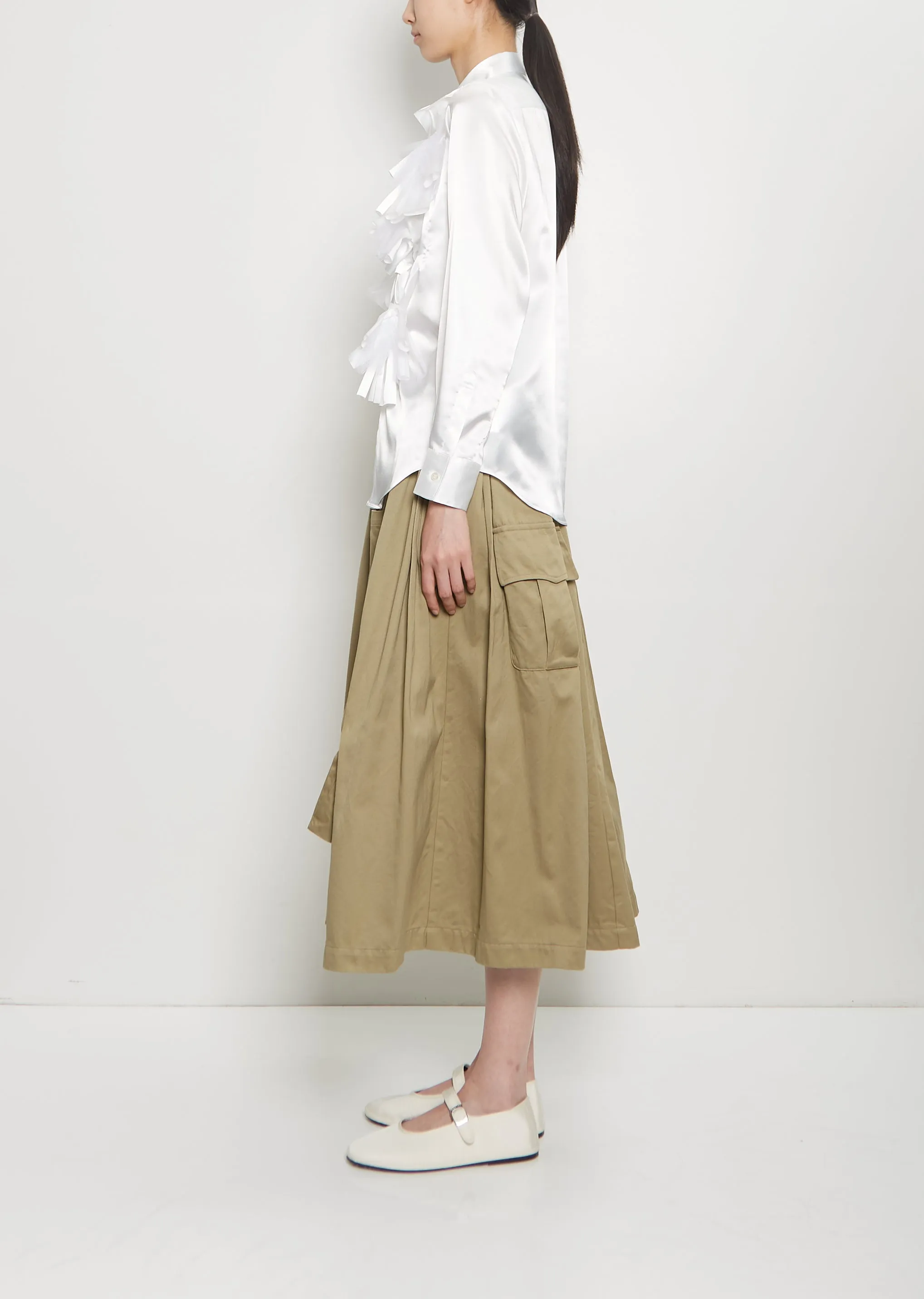 Satin x Nylon Tulle Blouse