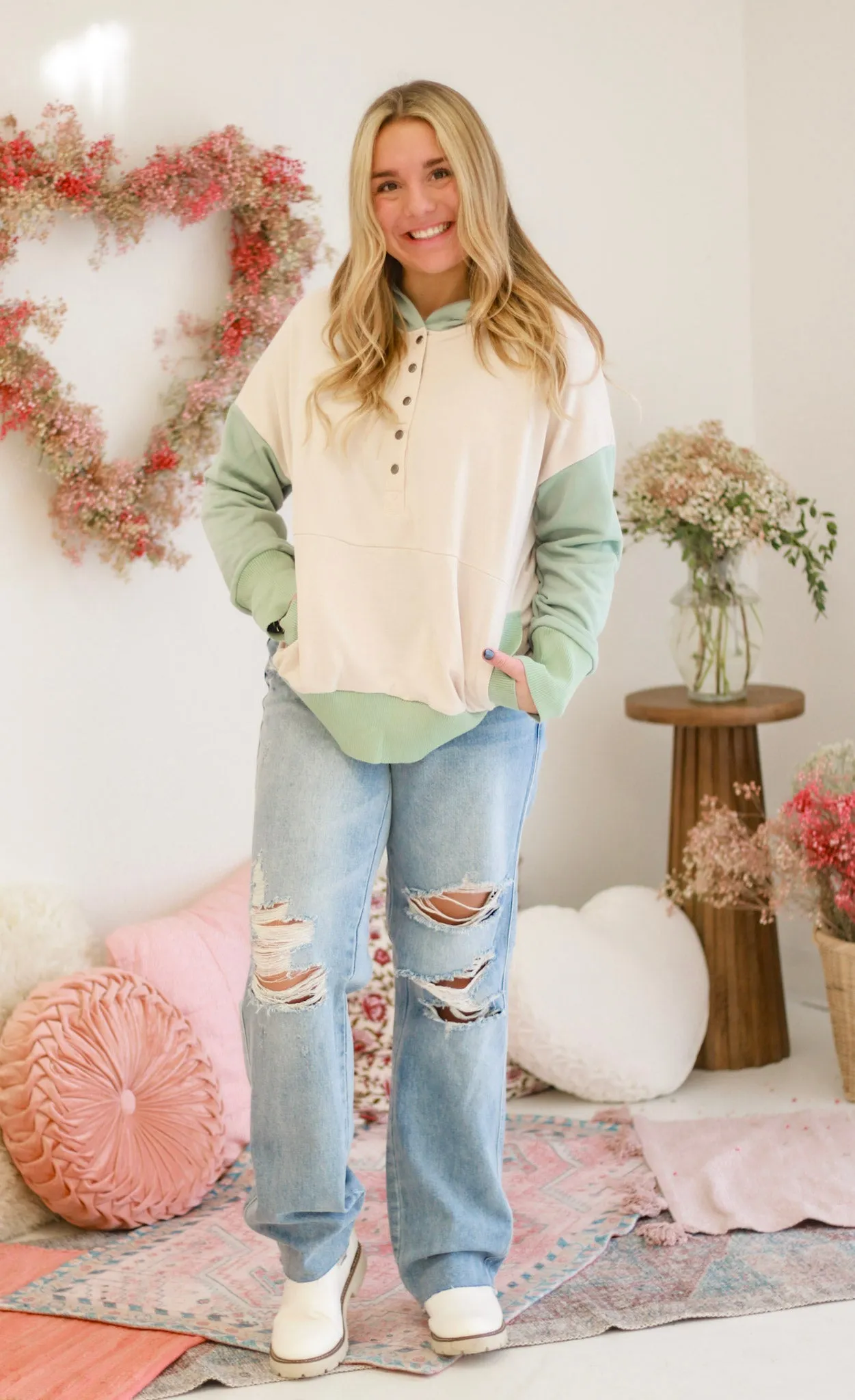 Say You Love Me Hoodie in Seaphoam