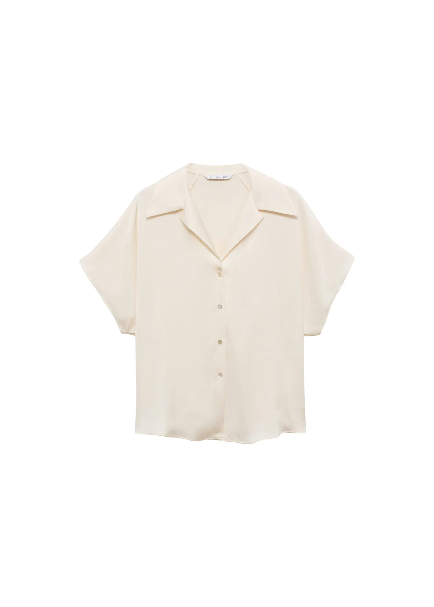 Short-sleeved satin shirt - Beige