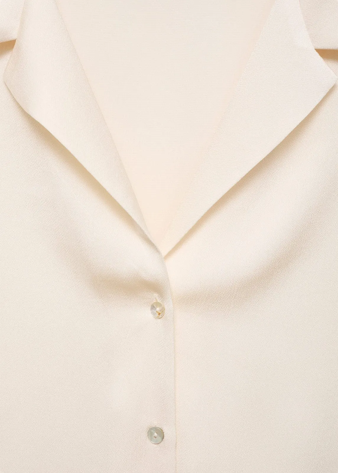 Short-sleeved satin shirt - Beige