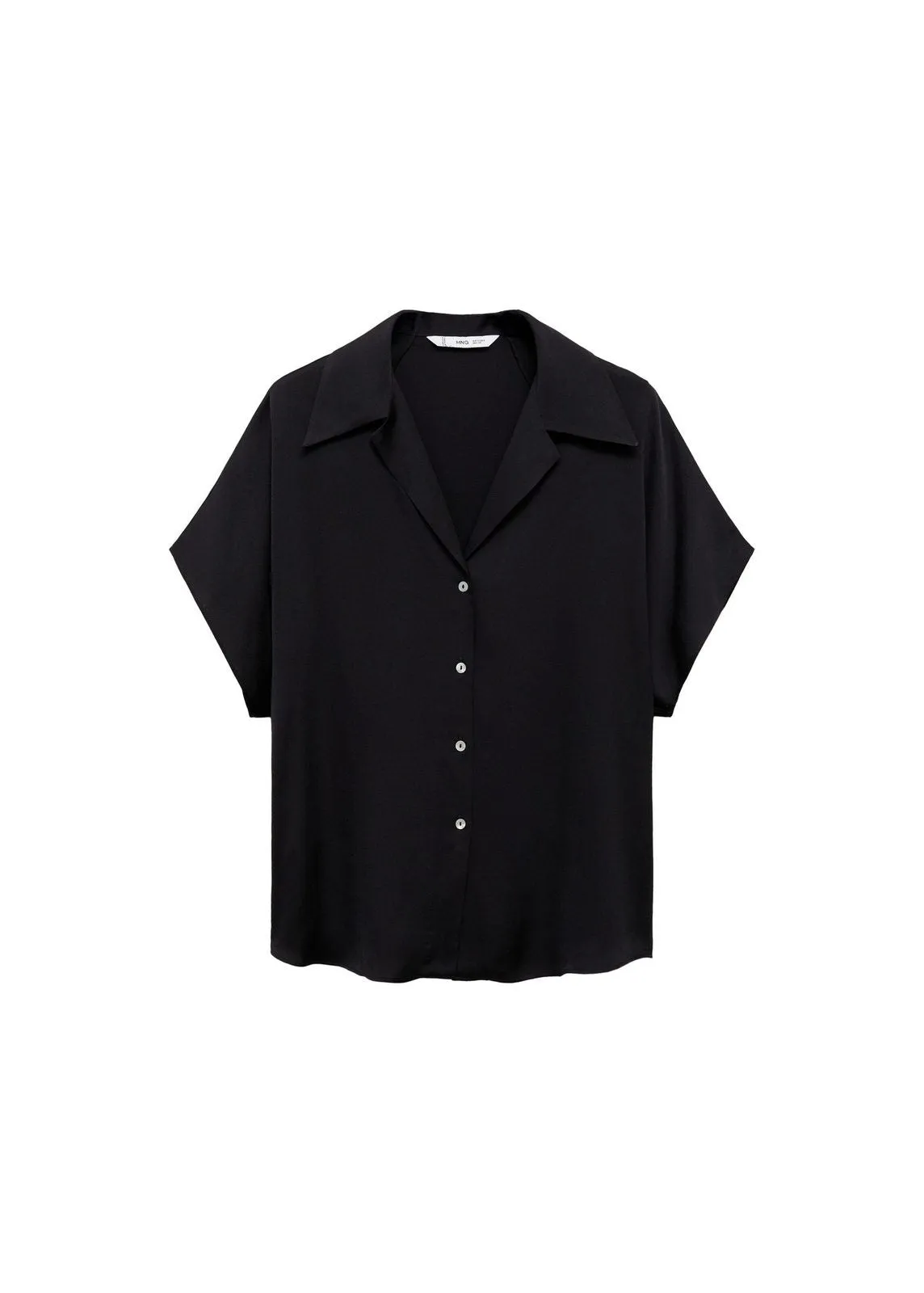 Short-sleeved satin shirt - Black