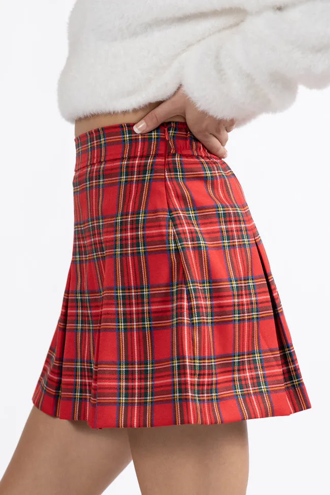 Spirit Of Christmas Red Pleated Plaid Skort  FINAL SALE