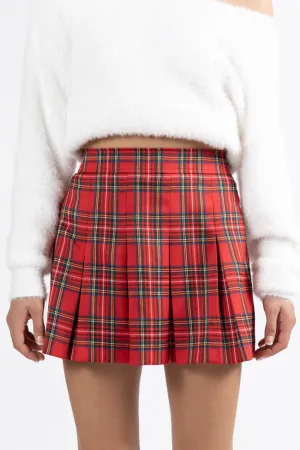 Spirit Of Christmas Red Pleated Plaid Skort  FINAL SALE