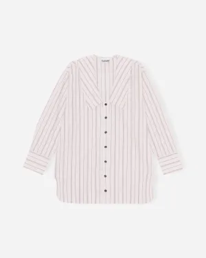 Stripe Cotton Oversized Shirt - Shrinking Violet