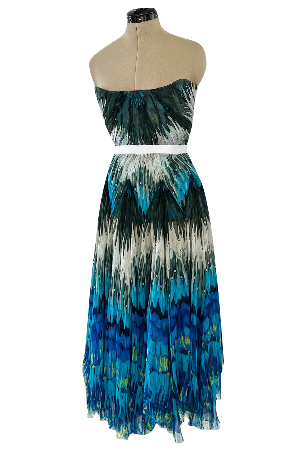 Stunning Spring 2003 Alexander McQueen 'Irere' Collection Silk Chiffon Runway Dress