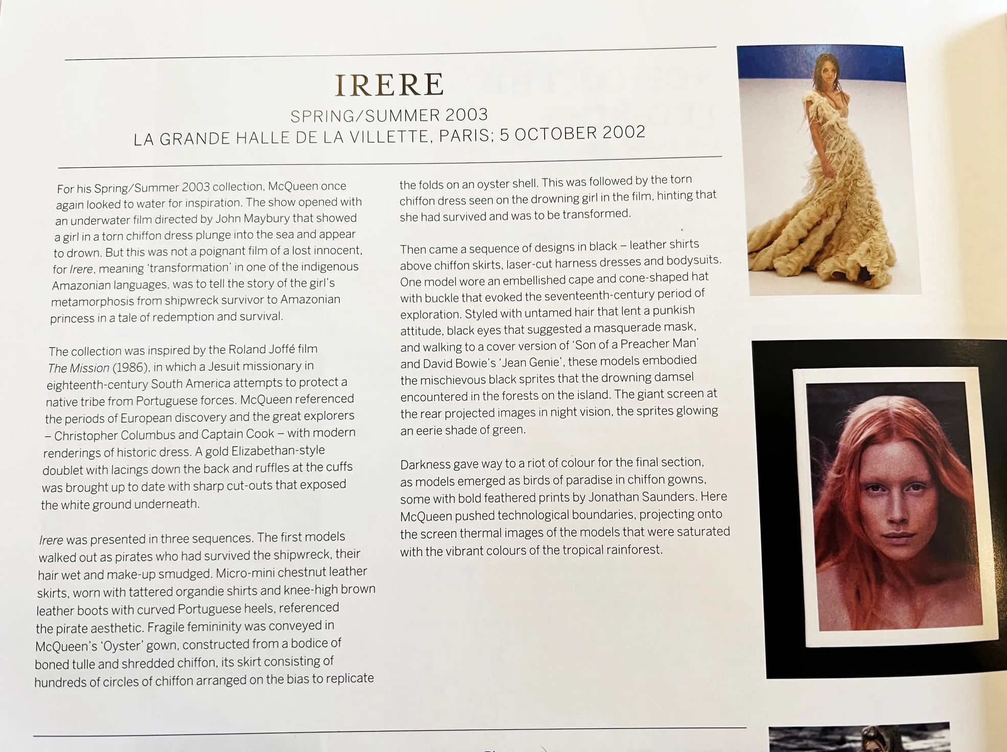 Stunning Spring 2003 Alexander McQueen 'Irere' Collection Silk Chiffon Runway Dress