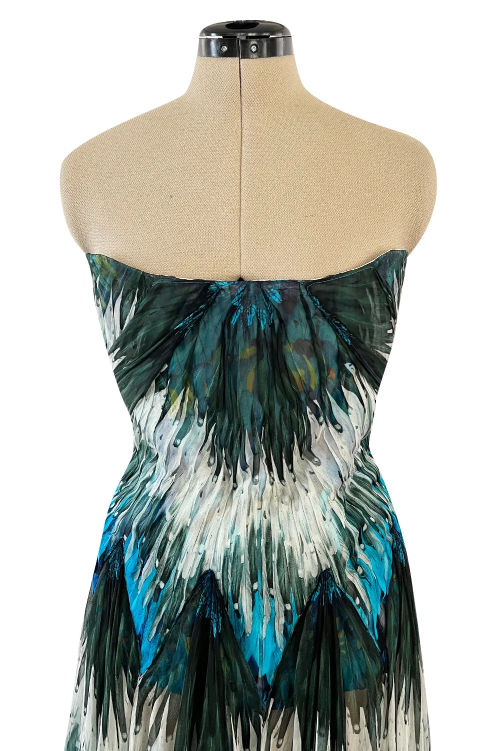 Stunning Spring 2003 Alexander McQueen 'Irere' Collection Silk Chiffon Runway Dress