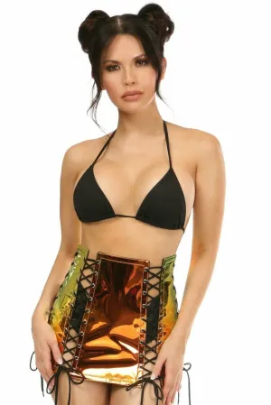 Sunset Hologram Lace-Up Skirt