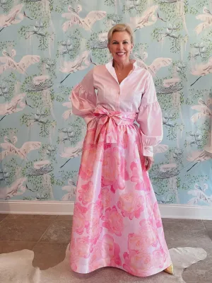 Taffeta Ball Skirt in Pink Peony