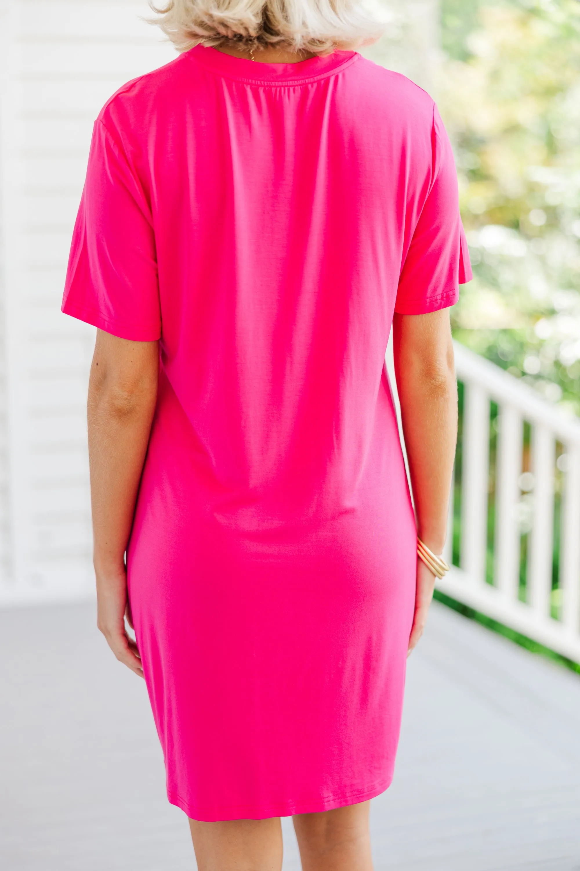 Take Your Time Fuchsia Pink T-shirt Dress